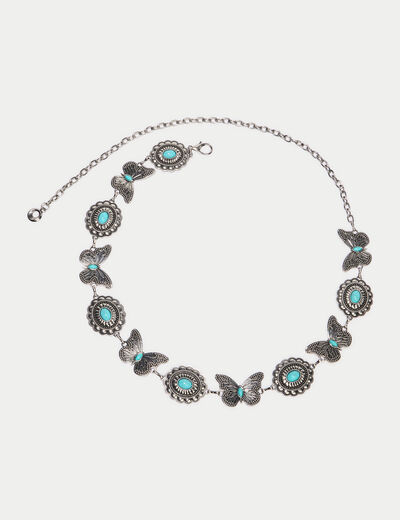 Ceinture fine avec cha&icirc;ne gris argent femme