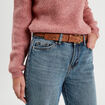 Ceinture perforée et cloutée camel femme