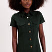 Robe droite boutonn&eacute;e vert fonc&eacute; femme
