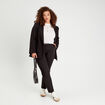 Pantalon cigarette ceinturé noir femme