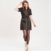 Robe droite ceinturée zippée noir femme