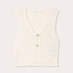 Gilet cropped sans manches ecru femme