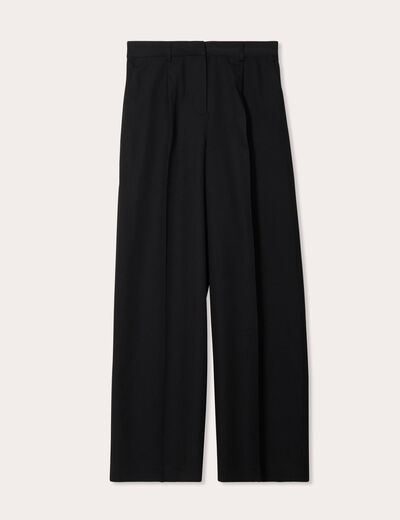 Pantalon large à pinces noir femme
