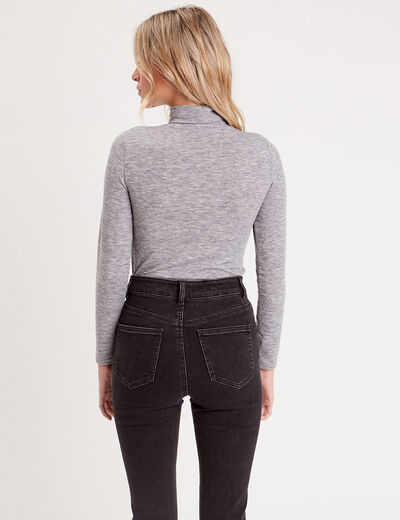 T-shirt col roulé gris foncé femme