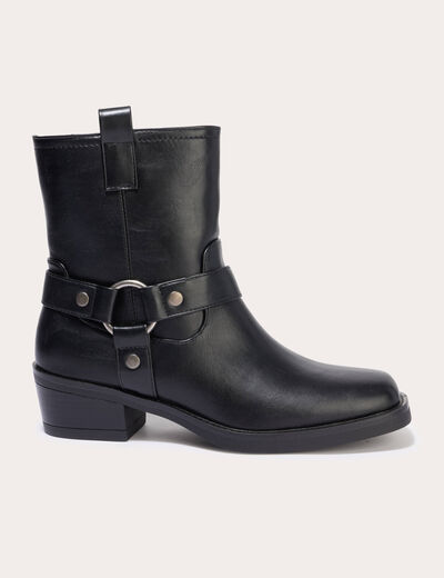 Bottines bout carr&eacute; noir femme