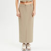 Jupe longue droite fendue vert kaki femme