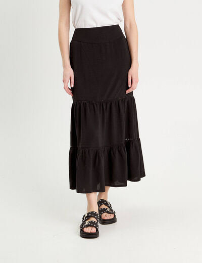 Jupe longue évasée noir femme