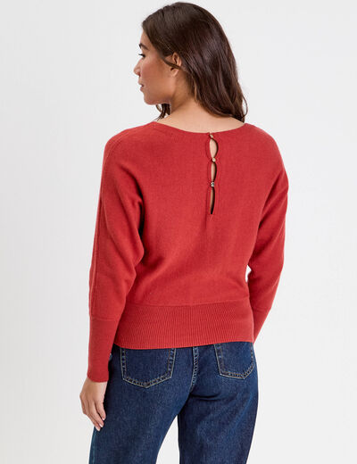 Pull manches chauves-souris rouge femme