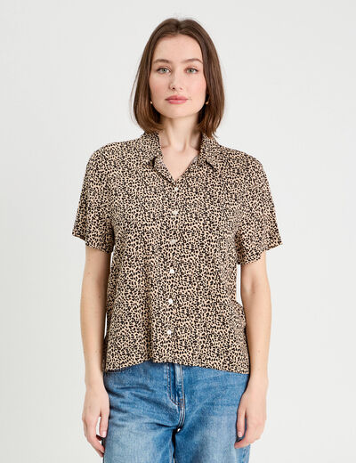 Chemise manches courtes ecru femme