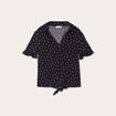 Chemise manches courtes nouée noir femme