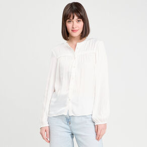 blouse manches longues satin ecru femme Blouse manches longues satin ecru femme