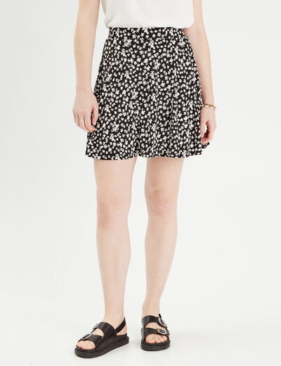 Jupe short droite noir femme