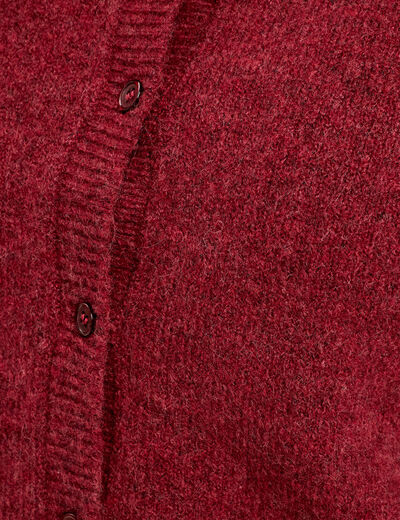 Gilet boutonné manches longues rouge foncé femme