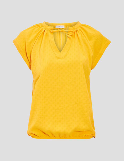 Blouse manches courtes jaune foncé femme