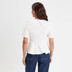 Top cintr&eacute; col rond manches longues ecru femme