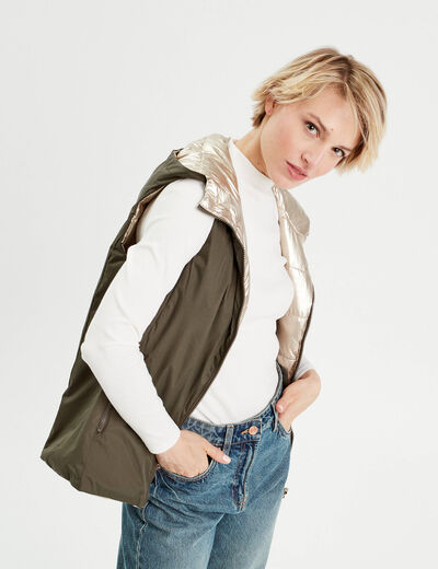 Doudoune réversible vert kaki femme