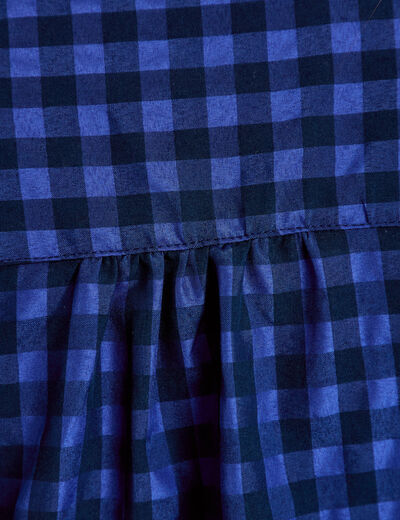 Chemise droite vichy col claudine bleu electrique femme