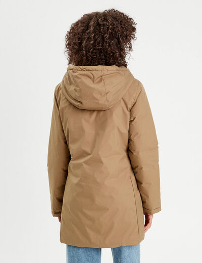 Parka à capuche réversible camel femme
