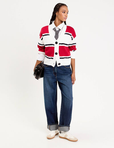 gilet manches longues rouge femme