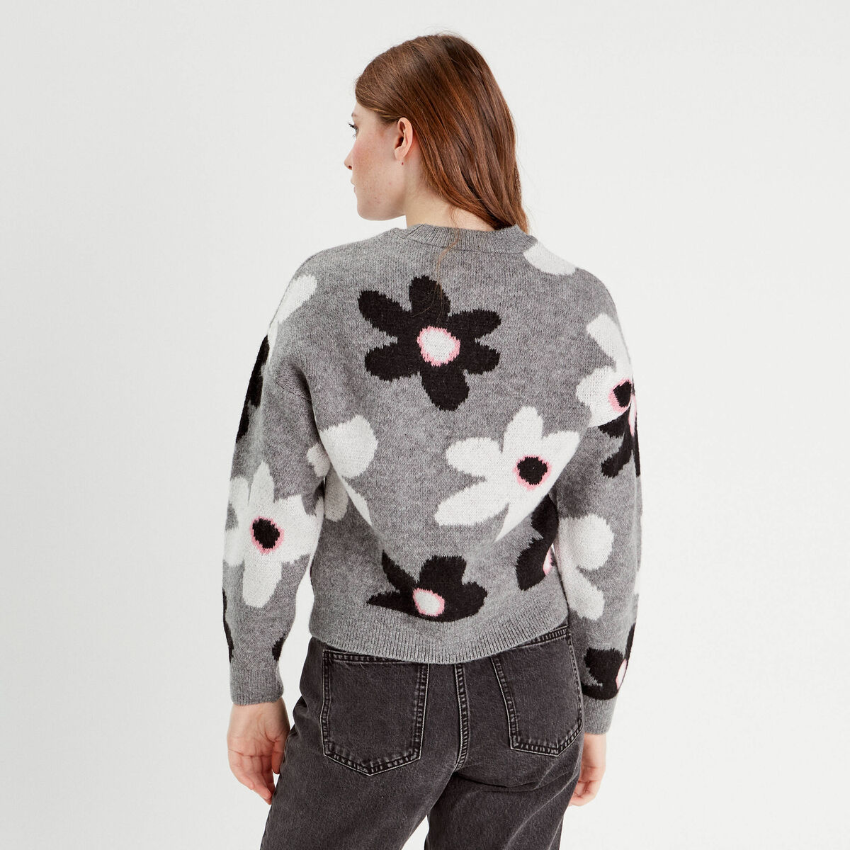 Pull manches longues gris clair femme