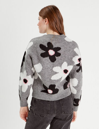 Pull manches longues gris clair femme