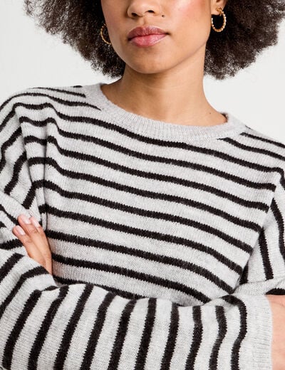 Pull manches longues gris clair femme