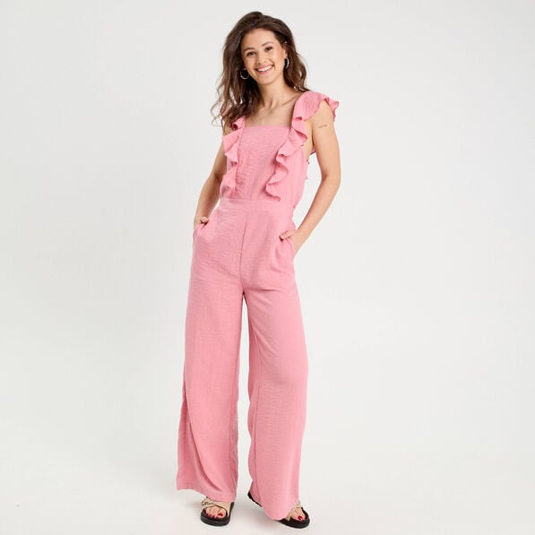 combinaison pantalon volants vieux rose femme Combinaison pantalon volants vieux rose femme