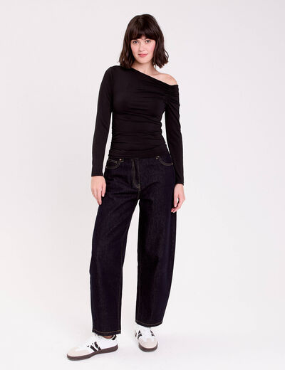 T-shirt ajust&eacute; manches longues noir femme