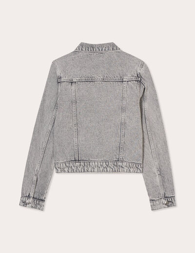 Veste boutonnée en jean denim gris femme