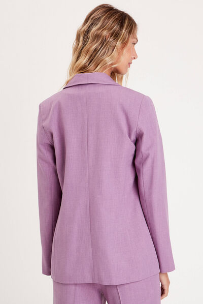 Veste esprit blazer col châle mauve femme
