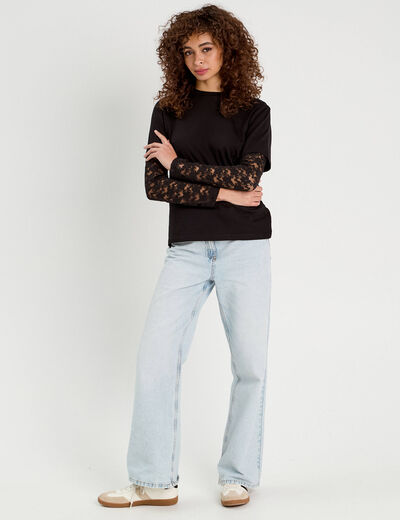 T-shirt oversize 2-en-1 noir femme