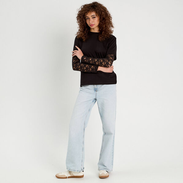 t shirt oversize 2 en 1 noir femme T-shirt oversize 2-en-1 noir femme