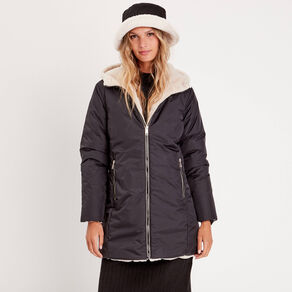 parka reversible a capuche noir femme Parka réversible à capuche noir femme