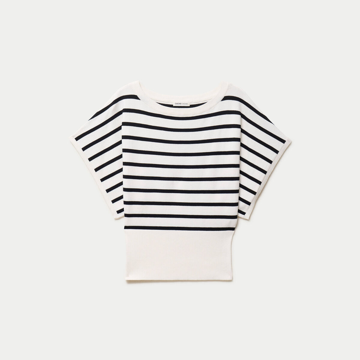 Pull ample manches courtes col rond blanc femme