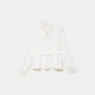 Blouse ample col montant manches longues ecru femme