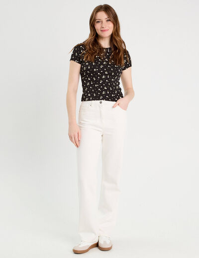 T-shirt manches courtes ajusté noir femme