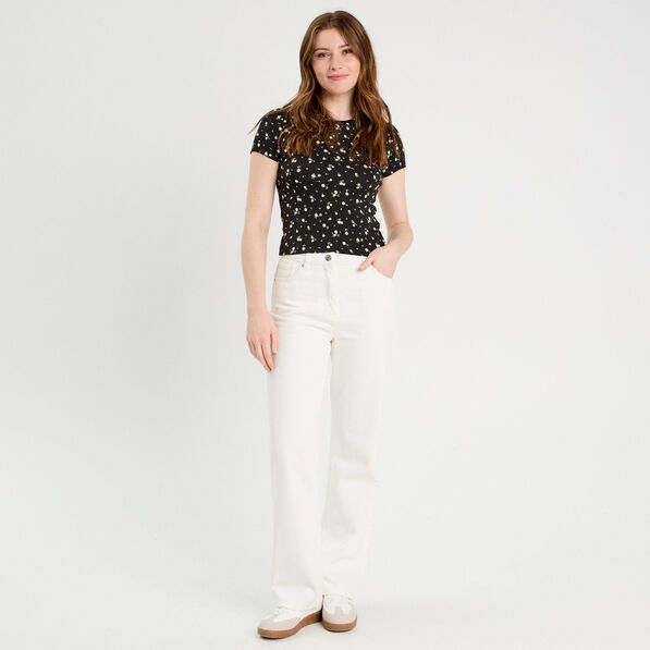 T-shirt manches courtes ajusté noir femme