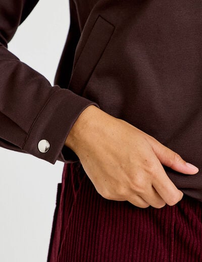 Veste cropped bas resserr&eacute; marron fonc&eacute; femme