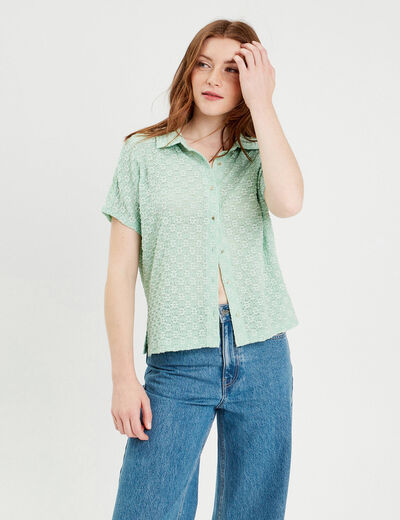 Blouse manches courtes vert clair femme