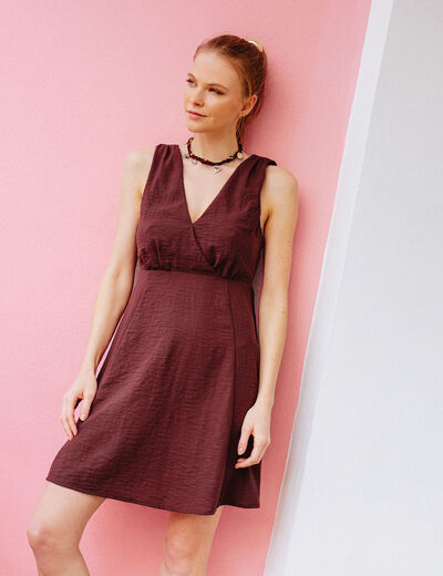 Robe évasée sans manches prune femme