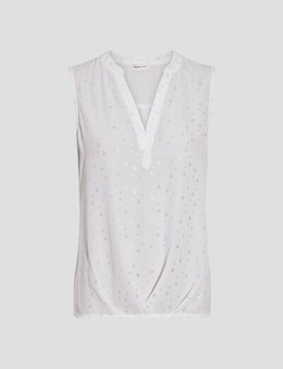 Blouse sans manches blanc femme