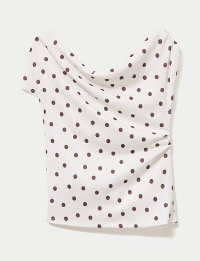 Top pliss&eacute; col bardot sans manches blanc femme
