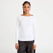 T-shirt col bateau blanc femme