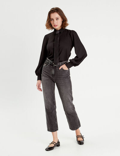 Chemise manches longues noir femme
