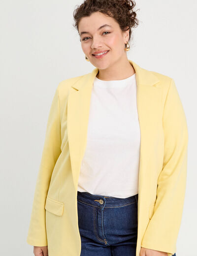 Veste blazer cintrée jaune clair femme