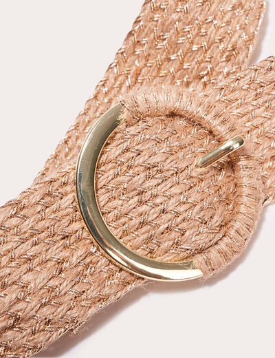 Ceinture raphia couleur or femme
