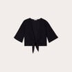 Blouse nouée cropped noir femme