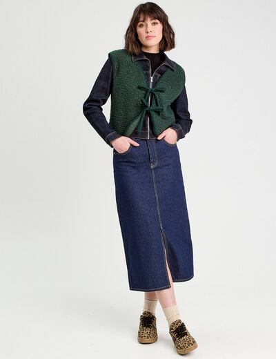 Gilet sans manches polaire vert foncé femme