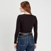 T-shirt cropped c&ocirc;tel&eacute; noir femme
