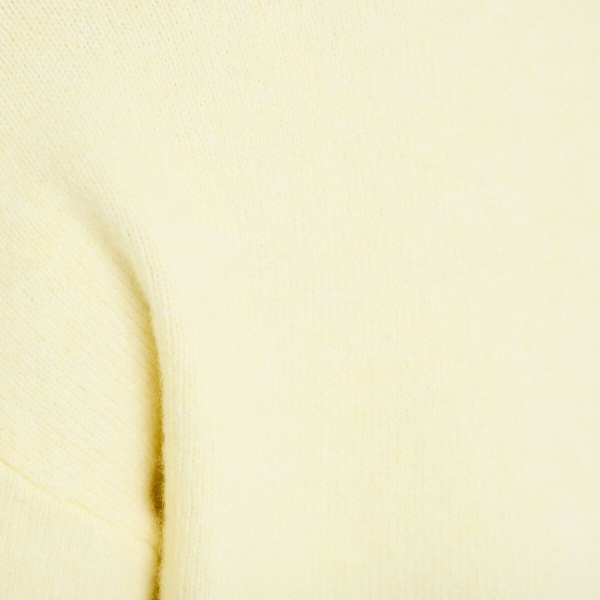 Pull col rond manches longues jaune clair femme